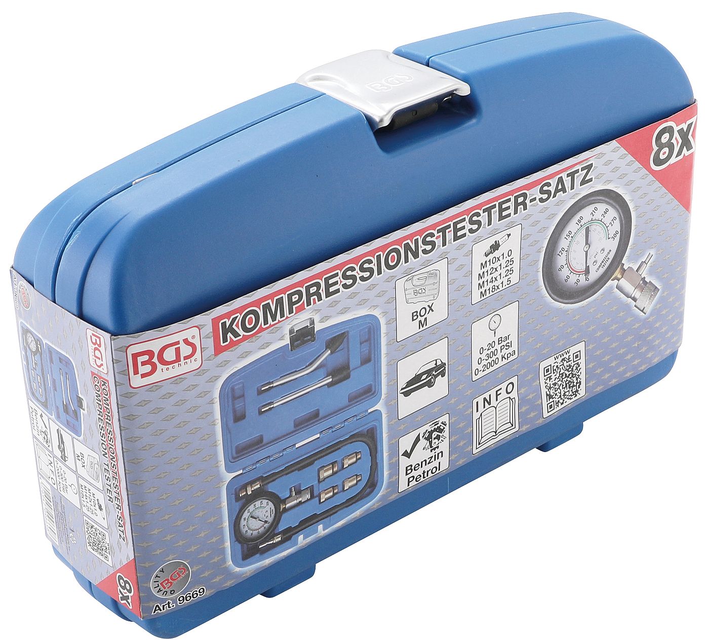BGS Kompressionstester f Benzin Motor 0-20 Bar Kompression Prüfer meßen Werkzeug 